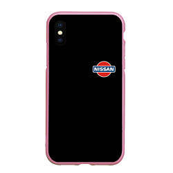 Чехол iPhone XS Max матовый Nissan logo steel, цвет: 3D-розовый