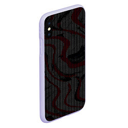 Чехол iPhone XS Max матовый Красно-белые точки на чёрном фоне, цвет: 3D-светло-сиреневый — фото 2