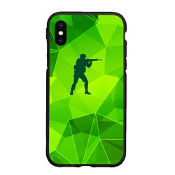 Чехол iPhone XS Max матовый Counter Strike green poly, цвет: 3D-черный