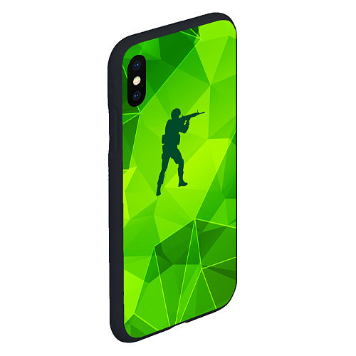 Чехол iPhone XS Max матовый Counter Strike green poly / 3D-Черный – фото 2