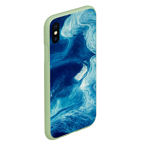 Чехол iPhone XS Max матовый Водные вихри - абстракция / 3D-Салатовый – фото 2