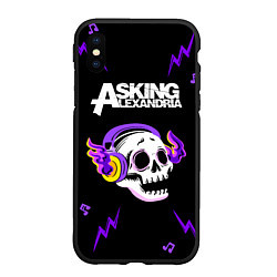 Чехол iPhone XS Max матовый Asking Alexandria неоновый череп, цвет: 3D-черный