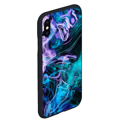 Чехол iPhone XS Max матовый Цветной дым текстура / 3D-Черный – фото 2