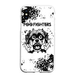 Чехол iPhone XS Max матовый Foo Fighters - рок пес, цвет: 3D-белый