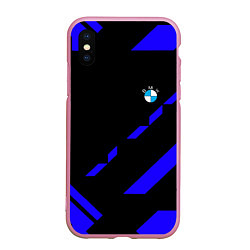 Чехол iPhone XS Max матовый BMW blue geometry, цвет: 3D-розовый