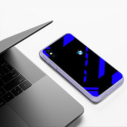 Чехол iPhone XS Max матовый BMW blue geometry, цвет: 3D-светло-сиреневый — фото 2