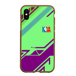 Чехол iPhone XS Max матовый NBA geometry sport, цвет: 3D-коричневый