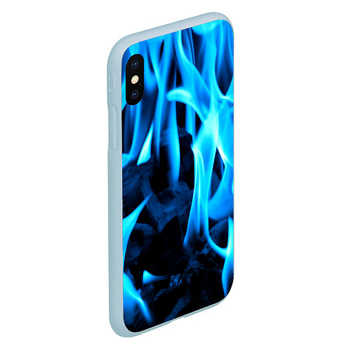 Чехол iPhone XS Max матовый Синий огонь текстура / 3D-Голубой – фото 2