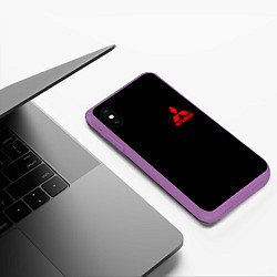 Чехол iPhone XS Max матовый Mitsubishi logo, цвет: 3D-фиолетовый — фото 2