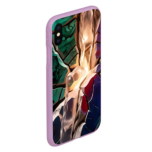 Чехол iPhone XS Max матовый Разноцветный мрамор вода / 3D-Сиреневый – фото 2