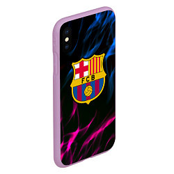 Чехол iPhone XS Max матовый Barcelona neon flame, цвет: 3D-сиреневый — фото 2