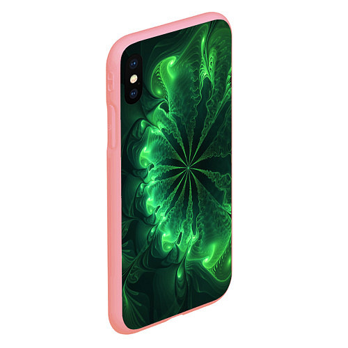 Чехол iPhone XS Max матовый Оптический зелёный фрактал / 3D-Баблгам – фото 2