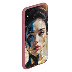 Чехол iPhone XS Max матовый Art портрет, цвет: 3D-малиновый — фото 2