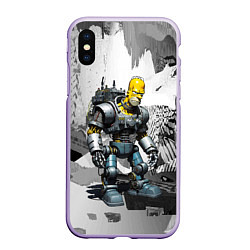 Чехол iPhone XS Max матовый Homer Simpson cool cyborg - ai art fantasy, цвет: 3D-светло-сиреневый