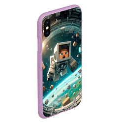 Чехол iPhone XS Max матовый An astronaut in outer space - Minecraft, цвет: 3D-сиреневый — фото 2