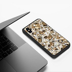 Чехол iPhone XS Max матовый Патерн новогодняя капибара в бежевом, цвет: 3D-черный — фото 2