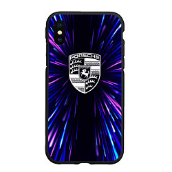 Чехол iPhone XS Max матовый Porsche neon energy, цвет: 3D-черный