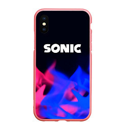 Чехол iPhone XS Max матовый Sonic neon flame, цвет: 3D-баблгам