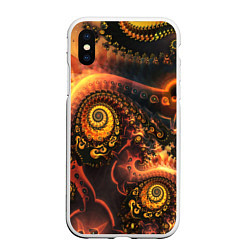 Чехол iPhone XS Max матовый Оптические узоры фракталы, цвет: 3D-белый