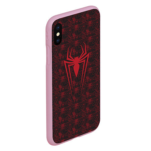 Чехол iPhone XS Max матовый Spider-Man logo / 3D-Розовый – фото 2