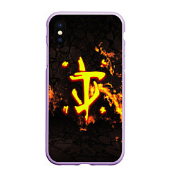 Чехол iPhone XS Max матовый Doom fire, цвет: 3D-сиреневый