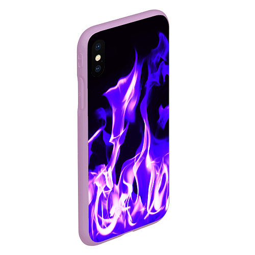 Чехол iPhone XS Max матовый Неоновый огненный стиль / 3D-Сиреневый – фото 2