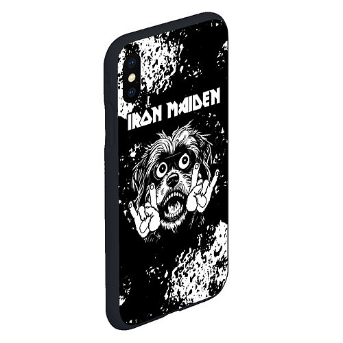 Чехол iPhone XS Max матовый Iron Maiden рок пес / 3D-Черный – фото 2