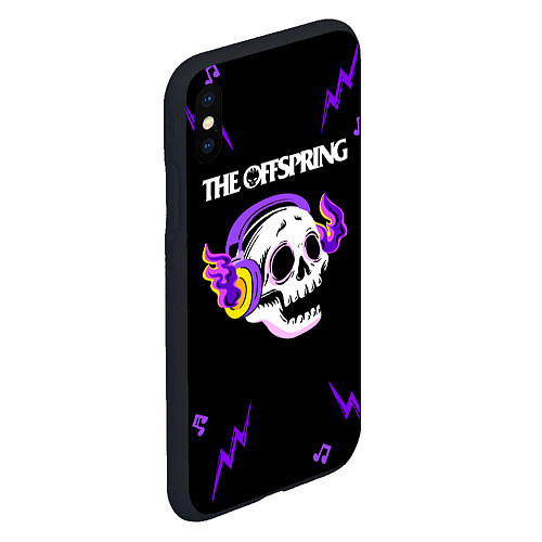 Чехол iPhone XS Max матовый The Offspring неоновый череп / 3D-Черный – фото 2