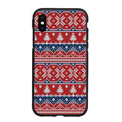 Чехол iPhone XS Max матовый New year pattern, цвет: 3D-черный