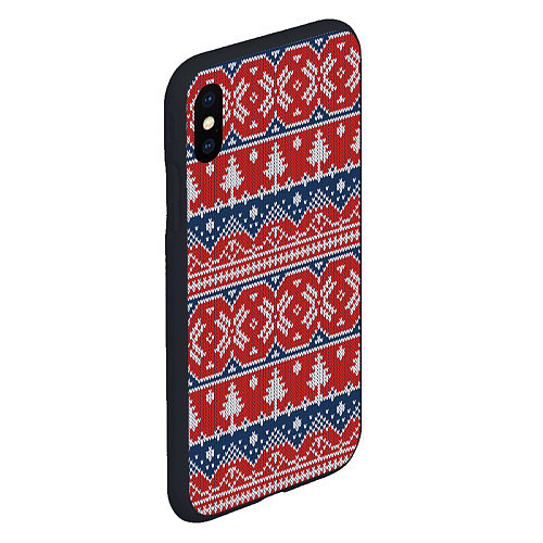 Чехол iPhone XS Max матовый New year pattern / 3D-Черный – фото 2