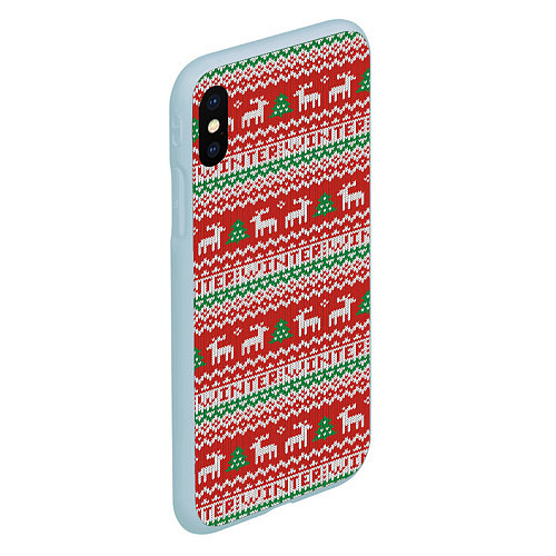 Чехол iPhone XS Max матовый Deer christmas pattern / 3D-Голубой – фото 2