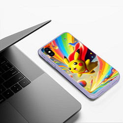 Чехол iPhone XS Max матовый Super Pikachu - ai art fantasy, цвет: 3D-светло-сиреневый — фото 2