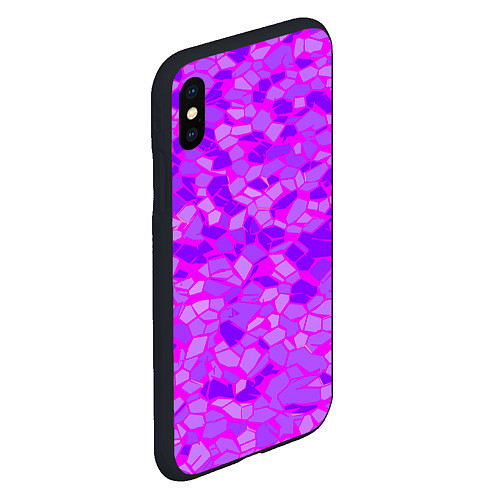 Чехол iPhone XS Max матовый Фиолетовые плитки на розовом фоне / 3D-Черный – фото 2