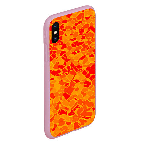 Чехол iPhone XS Max матовый Красные плитки на жёлтом фоне / 3D-Розовый – фото 2