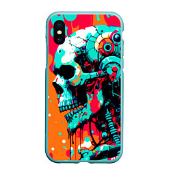 Чехол iPhone XS Max матовый Cyber skull sketch - ai art fantasy, цвет: 3D-мятный