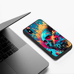 Чехол iPhone XS Max матовый Абстракция с черепом - нейроарт, цвет: 3D-черный — фото 2