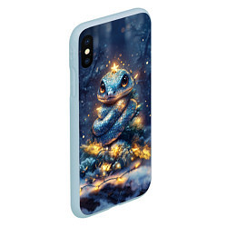 Чехол iPhone XS Max матовый Змея елочка, цвет: 3D-голубой — фото 2