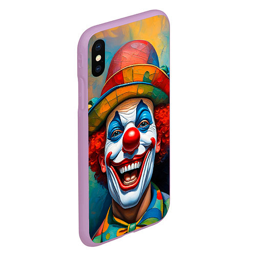 Чехол iPhone XS Max матовый Нейросеть - безумный клоун / 3D-Сиреневый – фото 2