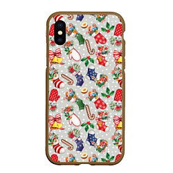 Чехол iPhone XS Max матовый Christmas Pattern, цвет: 3D-коричневый