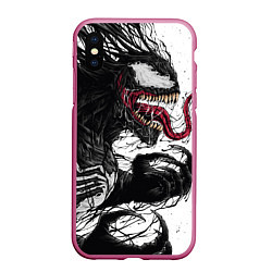 Чехол iPhone XS Max матовый Venom - Symbiot, цвет: 3D-малиновый