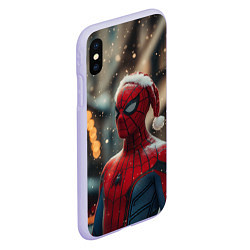 Чехол iPhone XS Max матовый New year Spider-man, цвет: 3D-светло-сиреневый — фото 2