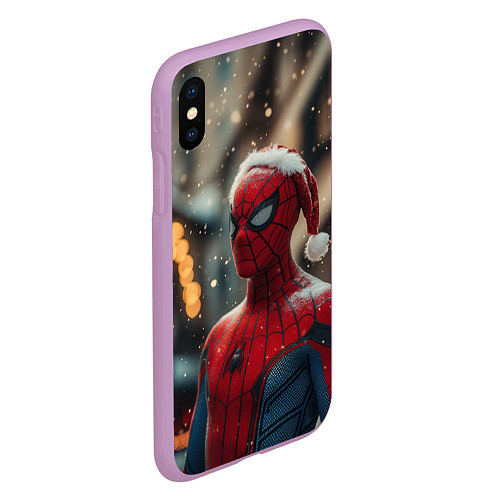 Чехол iPhone XS Max матовый New year Spider-man / 3D-Сиреневый – фото 2