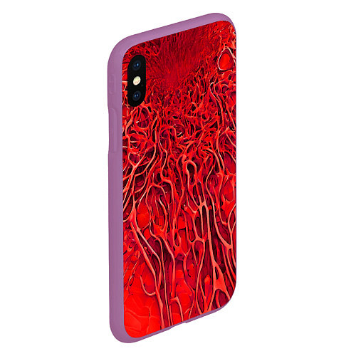 Чехол iPhone XS Max матовый Красный симбионт абстракция / 3D-Фиолетовый – фото 2