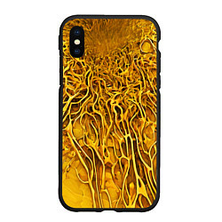 Чехол iPhone XS Max матовый Жёлтый симбионт абстракция, цвет: 3D-черный