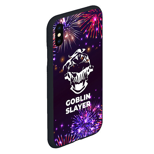 Чехол iPhone XS Max матовый Праздничный Goblin Slayer / 3D-Черный – фото 2