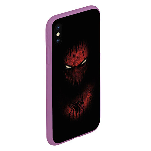 Чехол iPhone XS Max матовый Darkness Spider-Man / 3D-Фиолетовый – фото 2