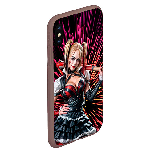 Чехол iPhone XS Max матовый Harley Quinn / 3D-Коричневый – фото 2