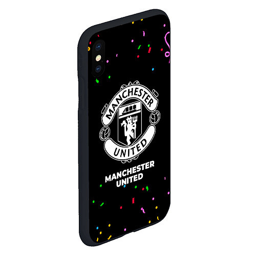 Чехол iPhone XS Max матовый Manchester United конфети / 3D-Черный – фото 2