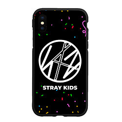 Чехол iPhone XS Max матовый Stray Kids конфети, цвет: 3D-черный