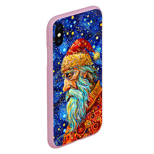 Чехол iPhone XS Max матовый Santa Claus: pop-art-brut-nouveau pointillism / 3D-Розовый – фото 2